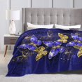 thumbnail image 4 of Purple and Gold Butterfly Pattern Throw Blanket Soft Lightweight Cozy Premium Flannel Warm Bed Blanket for Bedroom Living Couch All Seasons 50"X40", 4 of 6