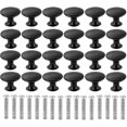 thumbnail image 1 of 24pcs Round Cabinet Knobs, 30mm Matted Black Mushroom Drawer Knobs Door Pull, 1 of 3