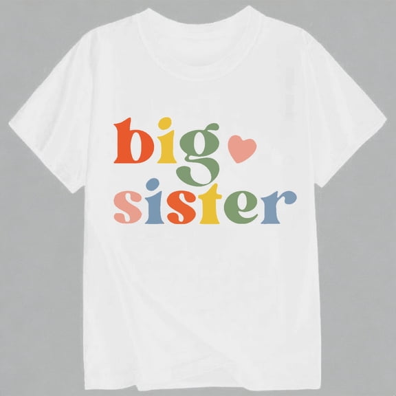 Krdevn Kids Casual Big Sister Short Sleeve T-Shirt Soft Comfy Summer Everyday Wear for Girls,12-13 Years