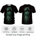 thumbnail image 3 of WHNBCW Men's Patriotic Skull T-Shirt – American Flag & Lightning Graphic Tee – 3D Demon Skull Design for Casual, Festivals, and Biker Style, 3 of 7
