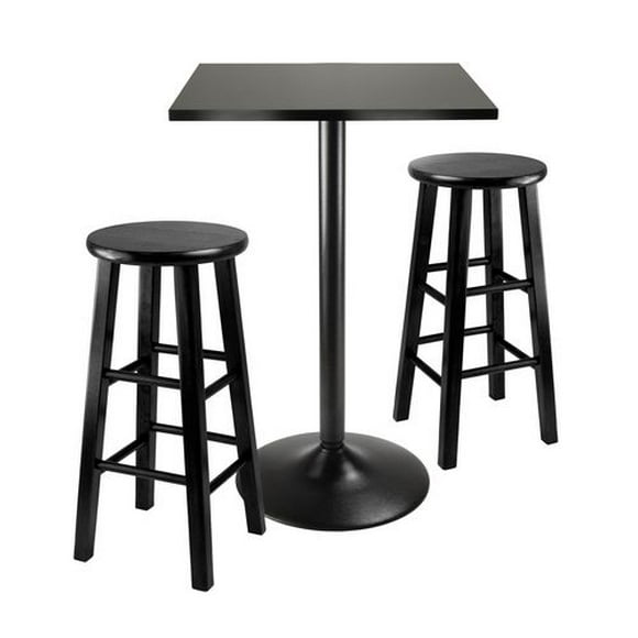 Winsome Obsidian 3pc pub table set in black finish