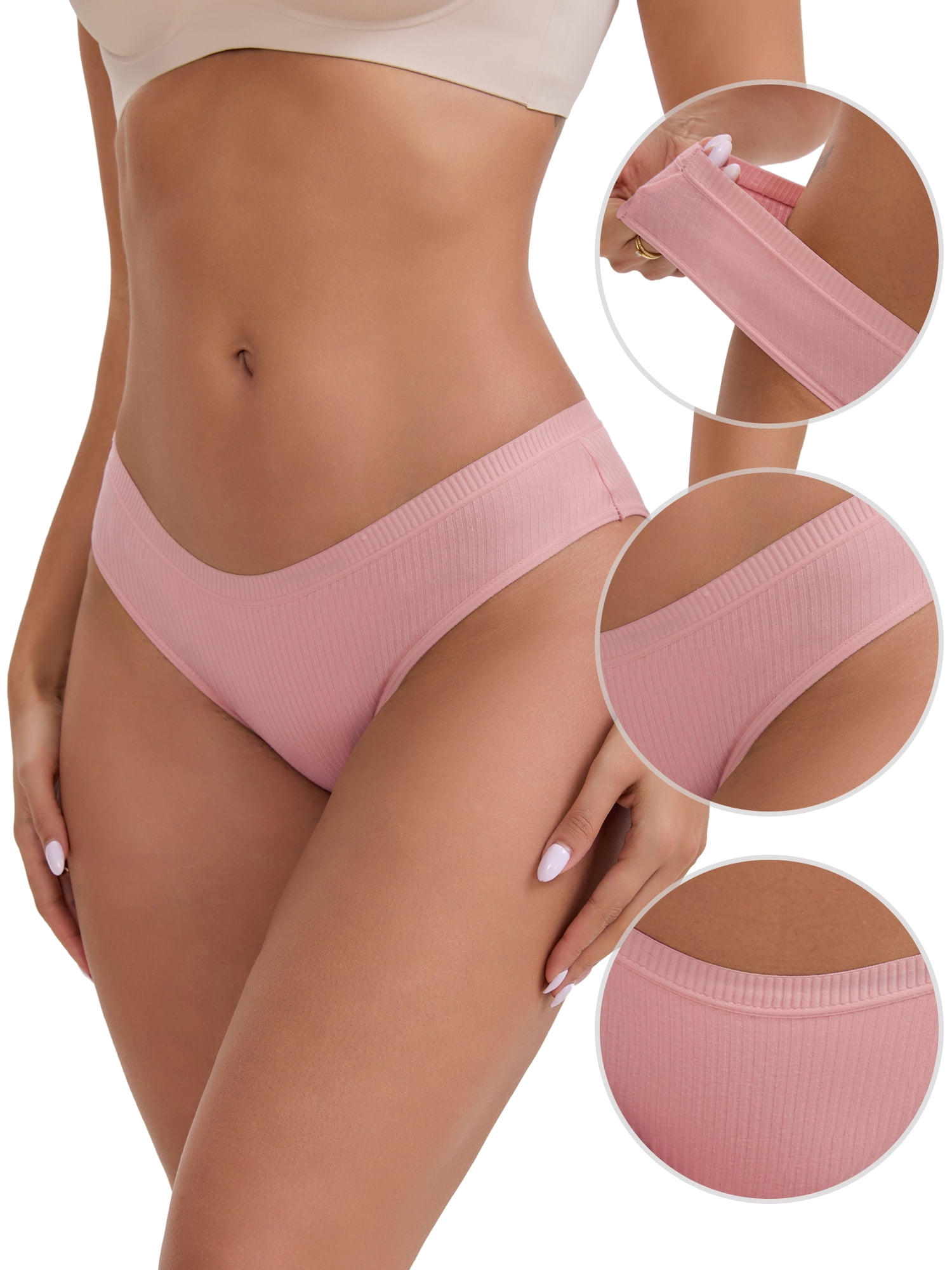DARING DIVA Women's Cotton Underwear Basic Briefs 5Pcs M Pink