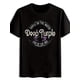 thumbnail image 1 of Men's Vintage Rock Band Graphic T-Shirt - Black Distressed Lettering Short Sleeve Tee with "Deep Purple" & Retro Logos, Breathable Cotton Summer Casual Shirt for Concerts & Festivals, Comfy Tee, 1 of 6
