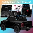 thumbnail image 5 of Kerry Yoo SQ7 Ride on Toys Car, 24V Truck RAM 2500 Rebel Electric Vehicle for Kids, Pickup Truck, 2 Seater, Bed Storage, Remote Control, Safety Belt, Music- Black, 5 of 8