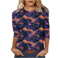 thumbnail image 2 of Ynynloco Women's Fall Shirts Halloween Crew Neck 3/4 Length Sleeve Pumpkin T-Shirts Thanksgiving Graphic Tee Tops, 2 of 5