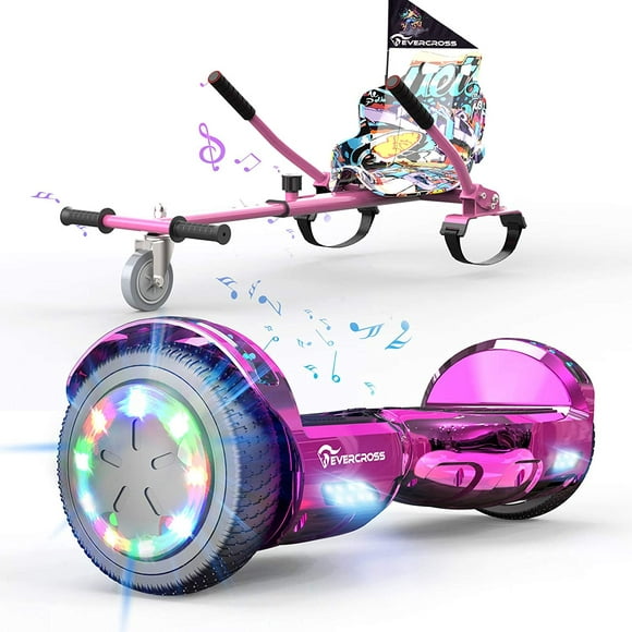 EVERCROSS Hoverboard, Hoverboard for Adults, Hoverboard with Seat Attachment, 6.5" Hover Board Self Balancing Scooter with Bluetooth Speaker & LED Lights, Suit for Adults and Kids, Pink