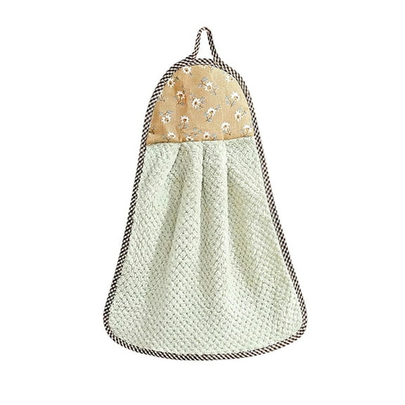 CAIMYY Coral Velvet Hanging Hand Towels Absorbent And Lint-Free Kitchen Dishcloths For Dishwashing And Cleaning With Hanging Loop Green 23X37Cm