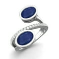 thumbnail image 2 of Mooneye Dual Stone 925 Sterling Silver 2.36 Cts Oval Blue Sapphire Women Engagement Bypass Ring, 2 of 3