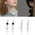 thumbnail image 2 of YIEMEEN Fashion Cross Hollow Star Earring Y2K Black White Bead Earring Minimalisms Dangle Earring Hip Hop Jewelry Gift Women, 2 of 11