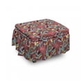thumbnail image 1 of Floral Ottoman Cover, Colorful Plants Foliage, 2 Piece Slipcover Set with Ruffle Skirt for Square Round Cube Footstool Decorative Home Accent, Standard Size, Multicolor, by Ambesonne, 1 of 5