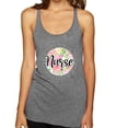 thumbnail image 1 of Floral Nurse Appreciation Pop Culture Tri-Blend Racerback Tank Top, Premium Heather, X-Large, 1 of 5