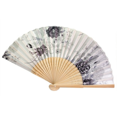 

Yinmgmhj room decor Vintage Bamboo Folding Hand Held Flower Fan Chinese Dance Party Pocket Gifts Paper Fans set
