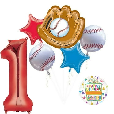 Baseball 1st Birthday Party Supplies and Balloon Bouquet Decorations