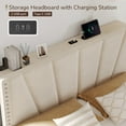 thumbnail image 4 of EnHomee Full Bed Frame with Adjustable Headboard Upholstered Full Size Platform Bed Frame with LED Lights & Charge Station ,Beige, No Box Spring Needed, Noise Free, 4 of 10