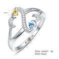 thumbnail image 4 of 925 Sterling Silver Personalized Mothers Rings with 2 Simulated Birthstones Customized Names Rings, 4 of 5
