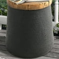thumbnail image 7 of VENTOPYR 2 PCS Concrete Outdoor Side Table with Wood Grain Top,Small Jar Shaped Round Accent End Table for Patio, Garden,Black, 7 of 7
