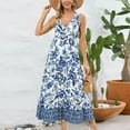 thumbnail image 2 of Dvkptbk Robe d'Été Décontractée pour Femme 2024 Mode Bohème à Imprimé Floral Robe de Plage Col en V Manches Courtes Taille Haute Longue Robe Maxi, 2 of 8