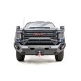 thumbnail image 1 of Fab Fours Bumper GM20-X5052-1 Matrix Series; One Piece Design; Direct Fit; Mounting Hardware Included; With Pre-Runner Guard; With D-Ring Mounts; Black Powder Coated 3/16 Inch Plate Steel, 1 of 5