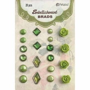 Petaloo Embellishment Brads 20pc Shades of Green