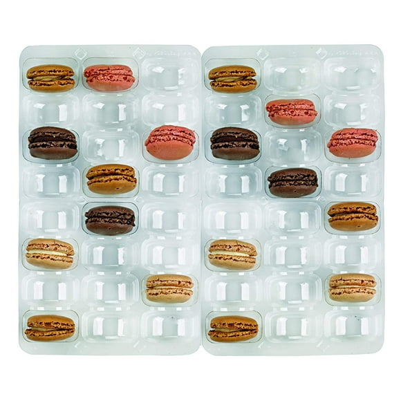 Boîte de Macaron en Plastique Transparent Insert Cas de 100, PacknWood - Macaron Cookie Conteneur 14,1 "x 10,1" x 0,9" 210MACINS48
