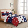 thumbnail image 5 of Queen Quilt Set 90''x96'', America Flag Lightweight Summer Bedspread Coverlet Set with 2 Pillow Shams, Red Blue White Star Independence Day Breathable All Season Quilt Bedding for Bedroom/Guest Room, 5 of 9