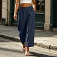 thumbnail image 5 of HomeDM Capris Pants for Women Wide Leg Pants with Pockets High Waisted Navy Lounge Work Trousers Size M, 5 of 8
