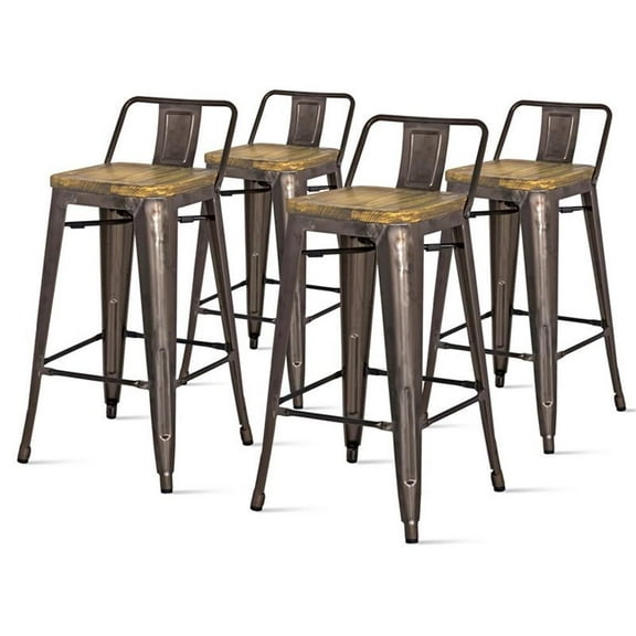 Pemberly Row 26" Low Back Counter Stool in Gray Finish (Set of 4)