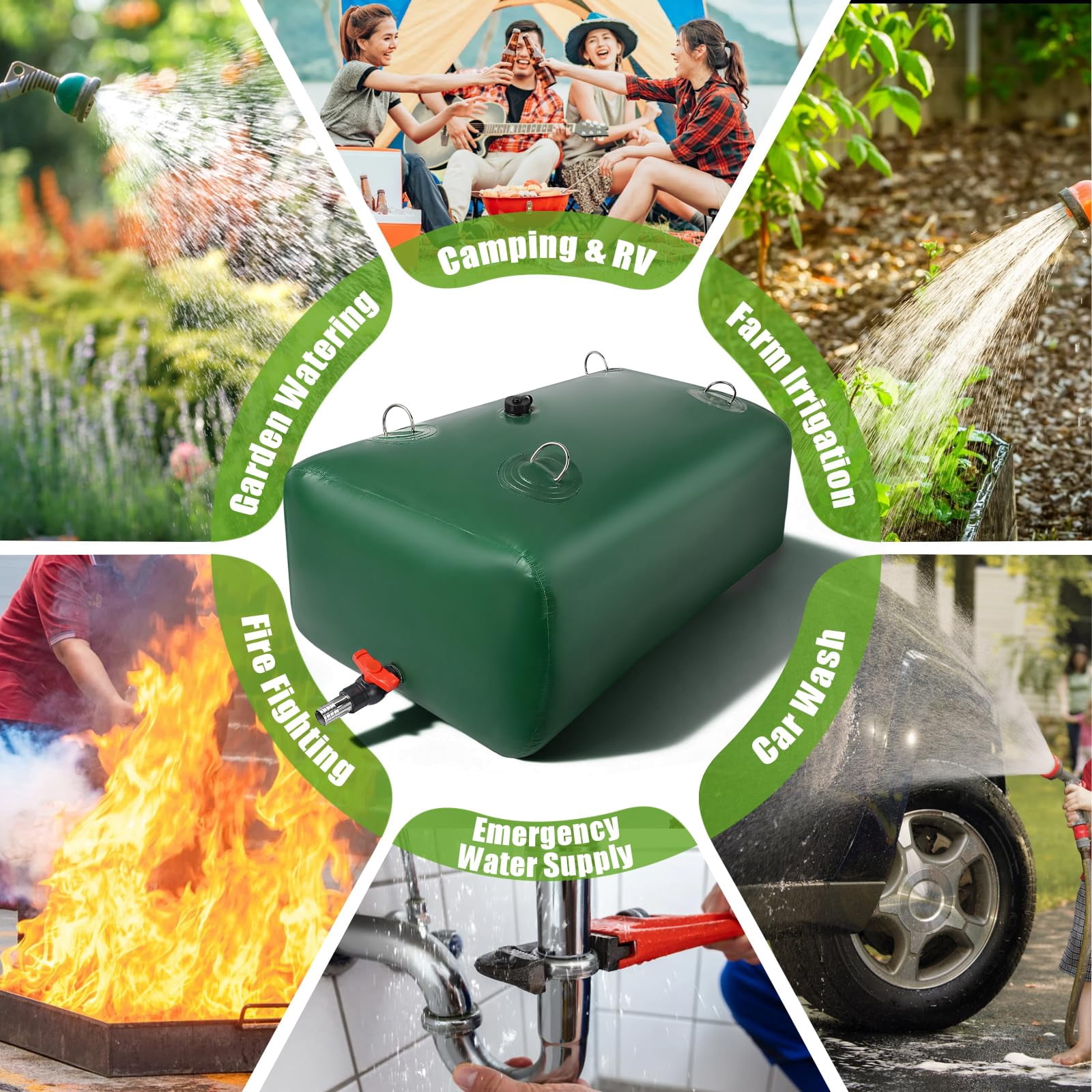 113L/30 Gallon Water Storage Bladder, Foldable Water Bladder Tank, Portable Water Storage Container for Camping, Truck, RV, Emergency, Outdoor, Garden