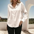 thumbnail image 5 of Womens Satin Shirts Button Down Dressy Shirt for Women Silky Solid lapel Long Sleeve Cardigans Work Blouses Tops Fall Fashion Clothing, 5 of 5