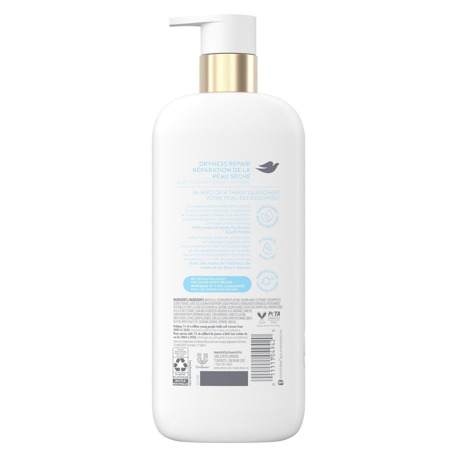 Nettoyant Corporel Dove réparation de la peau sèche 2T-5T