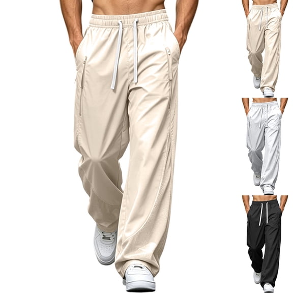 Men's Baggy Hiking Pants Mesh Breathable Lightweight Cooling Work Pants Quick Dry Stretch Travel Fishing Pants Zipper Pockets Big & Tall Size M-5XL Khaki-A
