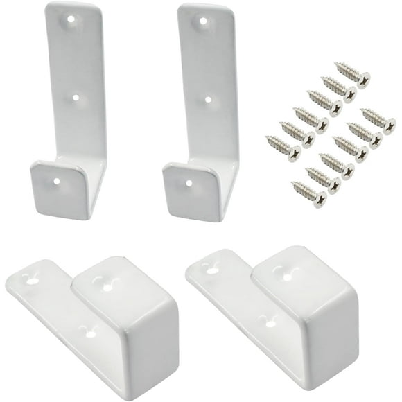 shiyou-4 Pcs Bunk Bed Ladder Brackets 25mm/1 Inch Metal PVC Coated Utility Hooks Bed Ladder Hooks Hardware with Screws for Library Loft Bed Stairs(White)