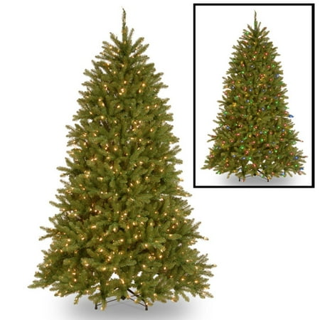 National Tree Pre-Lit 7-1/2'' Dunhill Fir Hinged Artificial Christmas Tree with 700 Low Voltage Dual LED Lights with 9 Function