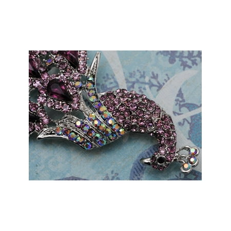 US PurpleCrystal Peacock Bird Fashion Costume Jewels Pin Brooch