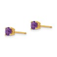 thumbnail image 2 of 14k Yellow Gold 4mm Amethyst Stud Earrings Birthstone February Gemstone, 2 of 7