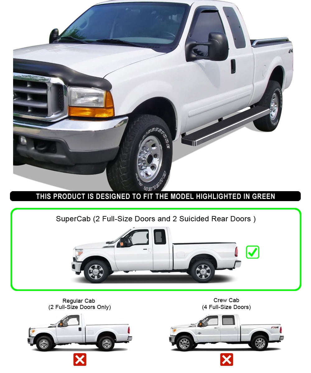 APS Wheel to Wheel Running Boards 6in Compatible with Ford F250 F350 Super Duty 1999-2016 Super Cab Pickup 5.5ft Bed (Nerf Bars Side Steps Side Bars)