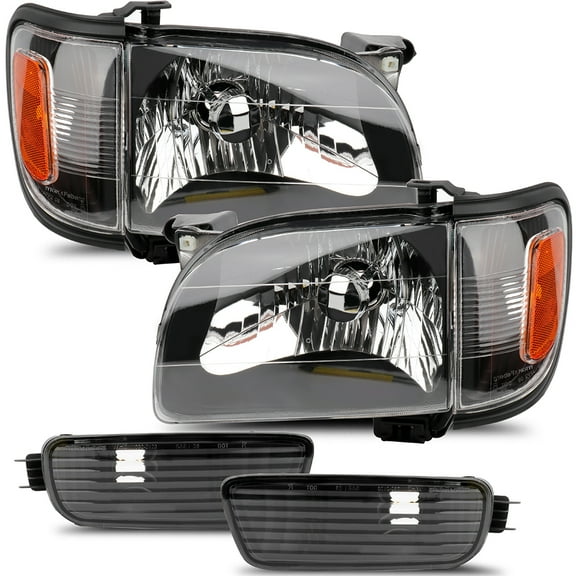 AUTOMUTO Headlight Assembly Black Housing Amber Reflector Clear Lens for Toyota Tacoma 2001-2004 81110-04110 81150-04110 81610-04080 81620-04080