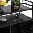 thumbnail image 6 of ENYOPRO Outdoor Bar Cart,Portable Outdoor Wicker Bar Cart,with Extra-Wide Glass Top & Smooth 360° Wheels , Rolling Beverage & Wine Serving Cart for Garden, Backyard, 6 of 9