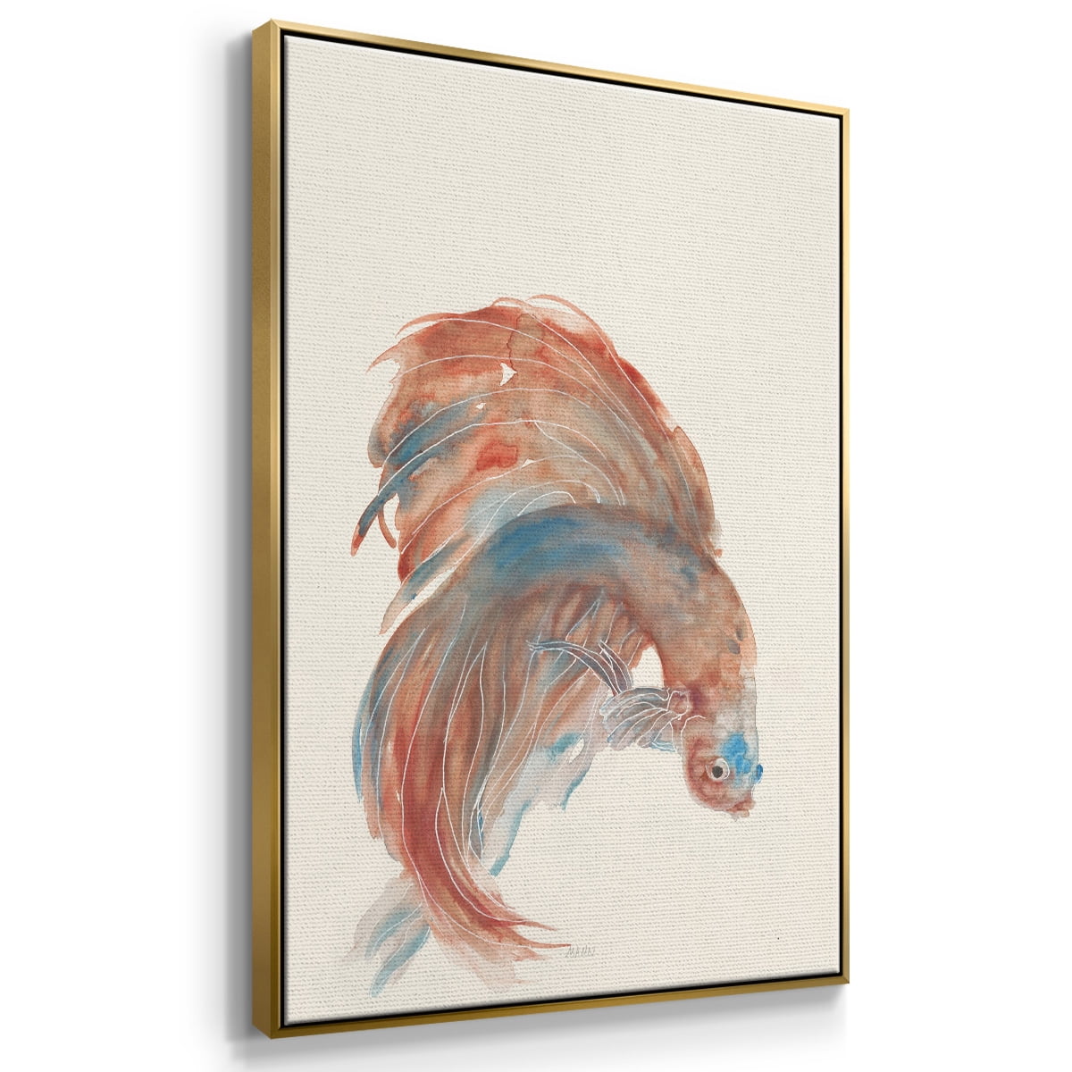 Betta III Framed Premium Gallery Wrapped Canvas - Ready to Hang - 17 x 25 - Gold Floating Frame