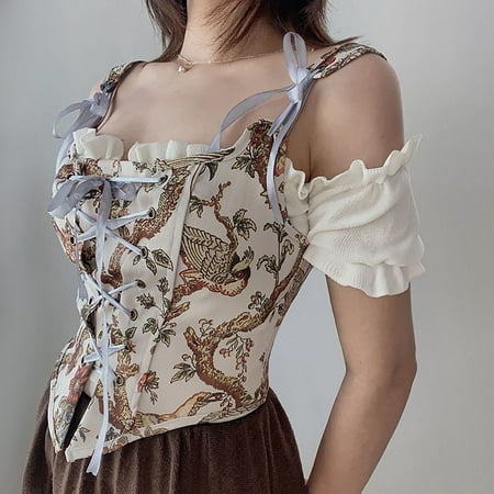 

Miayilima Shapers For Women Vintage Floral Camisole Flower Embroide Push Up Bodysuit Size M