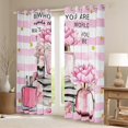 thumbnail image 2 of Manfei Valentine'S Day Gift Blackout Curtains Set of 2 (52x84 Each),Perfume High Heels Window Curtains,Pink Flower Floral Curtains and Drapes For Men Women,Breathable Home Decor, 2 of 6