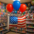 thumbnail image 2 of American Flag Foil Balloon Bouquet Patriotic 4th July Party Decor Red Blue balloons, 2 of 3