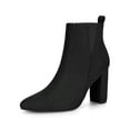 thumbnail image 1 of Unique Bargains Women's Block Heel Pointed Toe Zipper Ankle Boots, 1 of 8