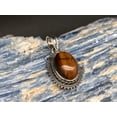 thumbnail image 2 of Real 925 Sterling Silver Pendant For Men Women, Natural Tiger Eye Cabochon Oval Golden Gemstone Amazing Handcrafted Pendant For Her Him, 2 of 4