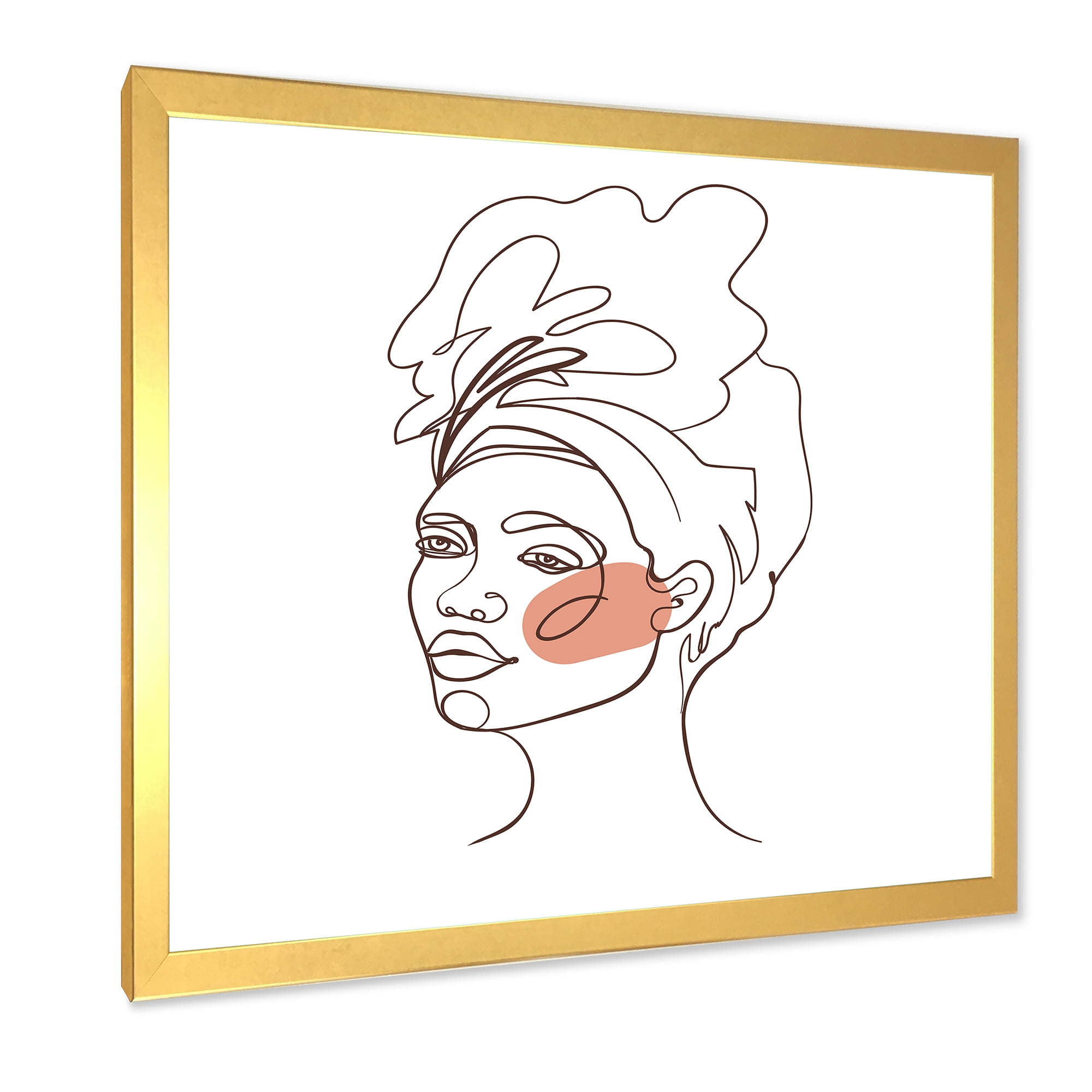 Designart 'One Line Portrait of Afro American Woman III' Modern Framed Art Print