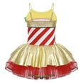 thumbnail image 2 of Alvivi Kids Girls Stripes Print Sequins Mesh Tutu Dress Dance Jumpsuit 4-16, 2 of 7