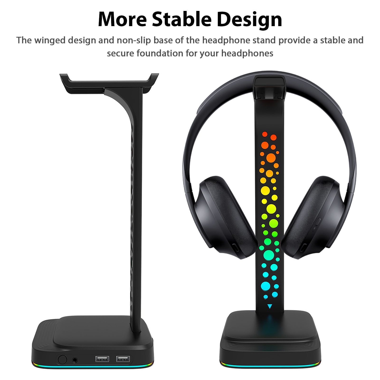 Headphone Stand, LED Gaming Headset Stand with 3.5mm Aux, 2- USB Ports and Type-C Input, PS4 PS5 Xbox PC Gaming Accessories - Walmart.com