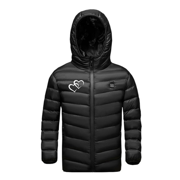 Lolmot Children Heated Jacket with Hood, Boys Girls Winter Coats Windproof Heated Coat, USB Charging Electric Body Warmer 3 Heating Zone Jacket