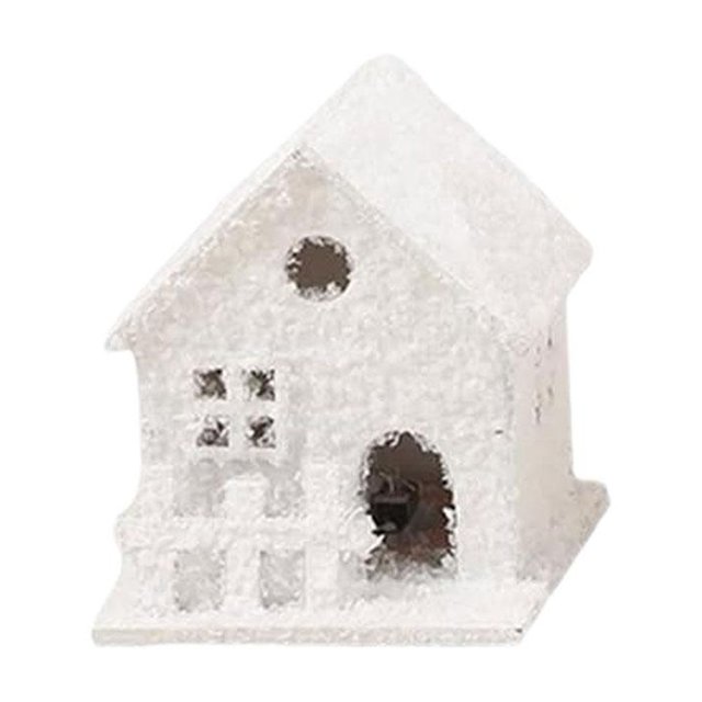 CAIROYAR Decoraciones navideñas, decoraciones navideñas para interiores, casa luminosa de pueblo navideño, adornos de casas en miniatura de madera para Navidad, decoración rústica de granja navideña b