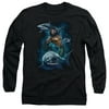 Aquaman Movie Swimming With Sharks Long Sleeve T-Shirt Adult 18/1 Black